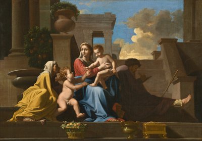 Heilige Familie auf den Stufen von after Nicolas Poussin